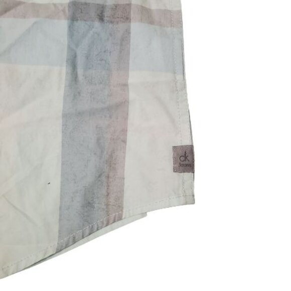 Calvin Klein Jeans Mens Windowpane Plaid Short Sleeve Shirt Light Blue/Multi XXL - Picture 5 of 11